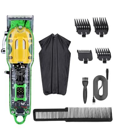 Hair Clippers Trimmer for Men Cordless High-Performance Barber Clippers for Hair Cutting Rechargeable Home Haircut &Grooming Set with LED Display(Green)