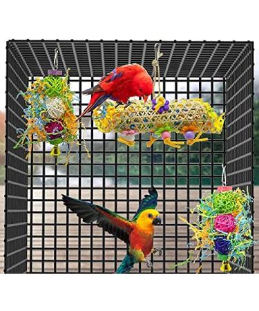 3-Pack Bird Chewing & Foraging Toys Parrot Cage Shredder & Loofah Hanging Toy Set for Cockatiel, Conure, African Grey - EBaokuup - Buy Online on GoSupps.com