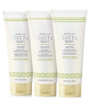 Mary Kay Satin Body Shea Set - Revitalizing Scrub  Indulgent Wash and Silkening Lotion 6.5 oz. / 185 g - Buy Online on GoSupps.com