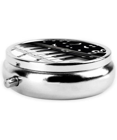 Black & White Music Note Round Pill Box - 3 Compartment Portable Travel Organizer for Pills Vitamins & Medications - Buy Online on GoSupps.com