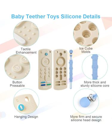 Hotut Baby Remote Control Bite Ring - 2 Pack BPA-Free Silicone Dental Aid with Pacifier Chains - Safe Baby Toys for 3 Months+ - Buy Online on GoSupps.com