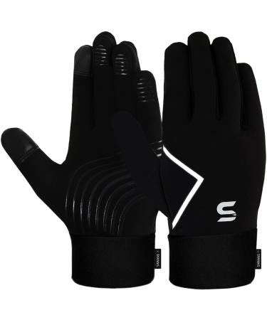 Children running sports gloves cycling boys winter touchscreen thermal children girls windproof outdoor anti-slip gloves warm cycling riding football football hiking skiing age L (10-12 Years) black