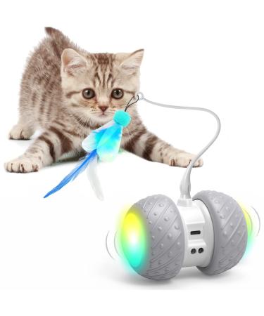 TITIPET Interactive Robotic Cat Toys ,Automatic Cat Feather/Birds/Mouse Toys for Indoor Cats / Kitten, Automatic Irregular USB Charging 360 Degree Self Rotating Ball, (Auto Cat Toy Rechargeable)