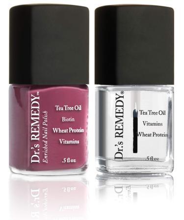 Dr.'s Remedy Enriched Nail Polish  Brave Berry With Base Coat Set 0.5 Fluid Oz Each Brave Berry with Total Two In One
