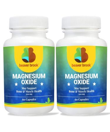 Beaver Brook Magnesium Oxide 500mg Supports Healthy Bones and Teeth All Natural Non-GMO & Gluten Free - 120 Softgels 2 Months Supply