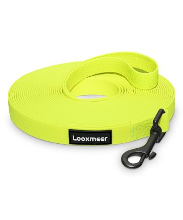 Looxmeer tow lines for dogs 3m /5m /7m /10m /15m /25m /30m dog leash with hand loop and D carabiner tear-resistant practice leash neon yellow 30m neon yellow