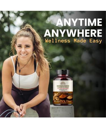 Hebhac Herbs Ashwagandha Capsules 90 Capsules 1000mg with Turmeric Ginger Apple Cider Vinegar and Black Pepper Extract | GMO Free Gluten Free Vegan | 45 Days Supply. - Buy Online on GoSupps.com