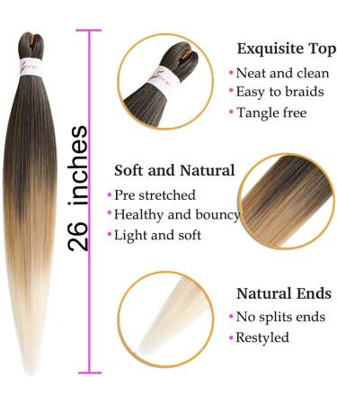 Pre-stretched Braiding Hair 26 inch 6 Packs Professional Kanekalon Synthetic Fiber Crochet EZ Braids Yaki Texture Braiding Hair Extensions (1B/27/613) 26 Inch (Pack of 6) T1B/27/613 - Buy Online on GoSupps.com