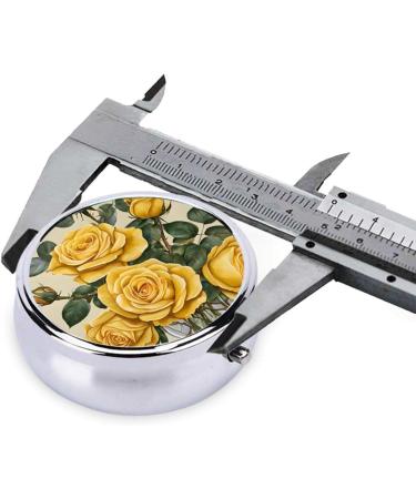 Yellow Rose Printed Mini Round Pill Box - 3 Compartment Travel Organizer for Medicine | Portable Pill Case for Home & Office - Buy Online on GoSupps.com