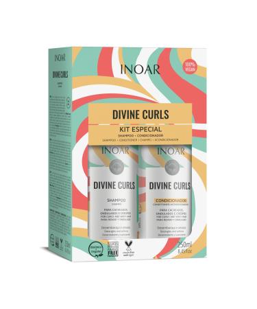 Duo Divine Curls Hair Care Set - Curly Hair Shampoo & Conditioner 250ml x 2 | Inoar - Best for Curly Hair Care - Buy Online on GoSupps.com