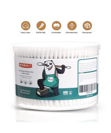 500 Brown Carbonized Bamboo Stick Cotton Swabs by MYQIPGD | Biodegradable Organic Wooden Qtips | Natural Soft Q tips for Ears - Buy Online on GoSupps.com