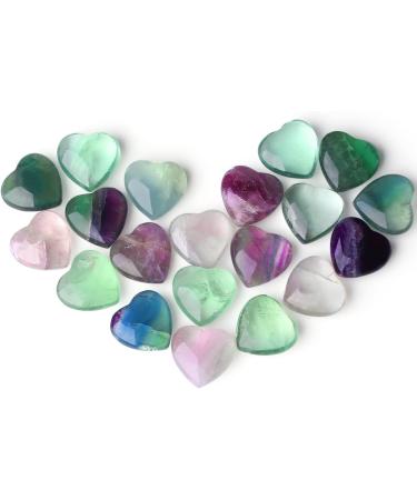 XIANNVXI 15 Pcs Fluorite Crystal Heart Stones Set for Reiki Healing - Green Fluorite - Buy Online on GoSupps.com