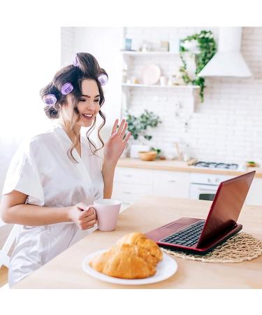 40 Pack Jumbo Velcro Hair Rollers for Long Hair - No Heat Curlers with Clips & Comb - Purple - Buy Online on GoSupps.com