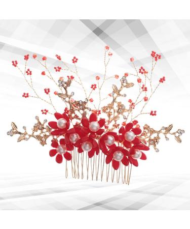 Beavorty Flower Hair Combs Wedding Side Comb Bridal Side Combs Wedding Hair Clip Pearl Comb Clip Crystal Headpiece Handmade Comb Crystal Hair Comb Floral Bridal Clip Manual Headgear Bride - Buy Online on GoSupps.com