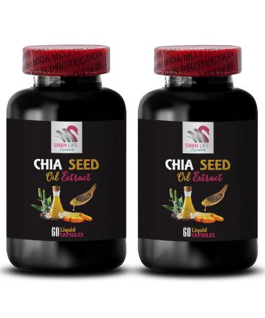 Daily Care - CHIA Seed Oil Extract - Revitalizing Oil Organic chia Lightweight Texture Natural Formula Skin Conditioner Non-Greasy Finish Chia Benefits Hair Smoothness 2 Bottle 120 Capsules