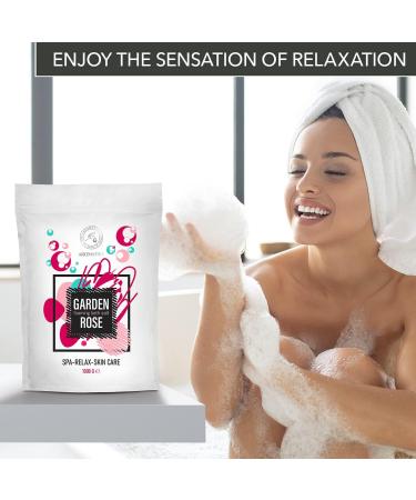 Rose Foaming Bath Sea Salt 35 Oz - 1000g | Relaxing Aromatherapy Bubble Bath with Almond & Rosewood Essential Oil - Buy Online on GoSupps.com