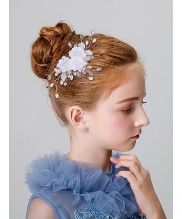 IYOU Princess Wedding Hair Combs White Flower Headpiece Pearl Bridal First Communion Hair Accessories for Girls - Buy Online on GoSupps.com