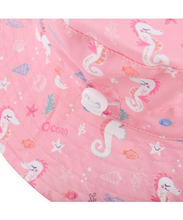 LACOFIA Toddler Baby Sun Hat | Unisex Kids Summer Bucket Hat | Wide Brim for Outdoor Swim Beach Pool | Adjustable 6-24 Months | B-Pink - Buy Online on GoSupps.com