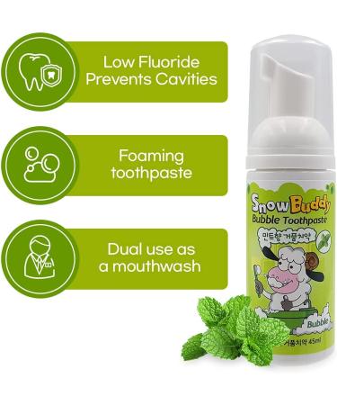 Kids Foam Toothpaste with Mint Flavor - Anti Cavity, Low-Fluoride Formula - 45ml (1.52 Fl Oz) - Dental Care for u-Shape Toothbrush - Buy Online on GoSupps.com