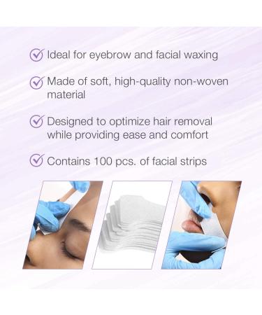Satin Smooth EZ Grip Contour Facial Waxing Strips | 200 Count Non-Woven Strips for Face Hair Removal | Ideal for Eyebrows, Hairline, Upper Lip | Pack of 2 - Buy Online on GoSupps.com