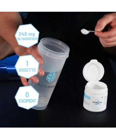 Nutripure | Magnesium Powder | 3 types of Magnesium: Magnesium Bisglycinate Magnesium Citrate Magnesium Glycerophosphate | Stress & Fatigue | Strongly Bioavailable | 30 Days | Made in France - Buy Online on GoSupps.com
