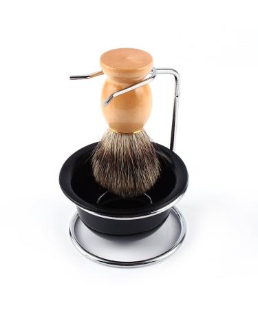 Yosoo Men's Shaving Brushes Set with Stainless Steel Shaving Brush Razor Stand Holder Shaving Bowl Mug Set or Faux Hair Shaving Brush (Brush+Brush Stand Holder)