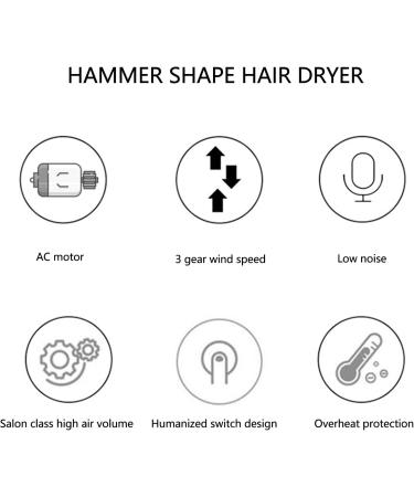Ionic Hair Dryer 1800W Fast Drying Low Noise Blow Dryer 3 Heat Mode Constant Temperature Negative Ionic Technology Portable Hair Blow Dryer (US Plug 110V) - Buy Online on GoSupps.com