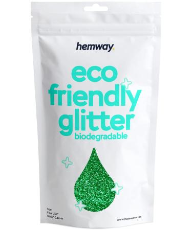Hemway eco Friendly Biodegable Glitter 100g / 3.5 ounces Bio cosmetic Safe Sparkle vegan for the face eyeshadow body hair nail and festival makeup - 1/64 "0.015" 0.4mm - Emerald Green