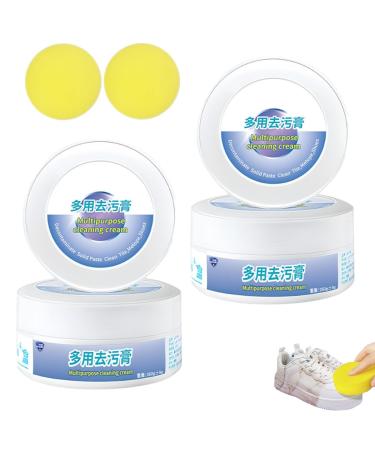 2023 New Multi-functional Cleaning and Stain Removal Cream White Shoe Cleaning Cream with Sponge Household Cleaning Cream (2pack)