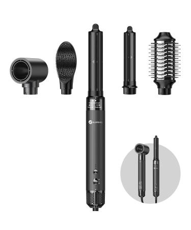 Slopehill Airstyler 5 in 1 110 000 RPM high-speed Ionic hair dryer for quick-drying multi-hairstyler with automatic air curfew hair straightener brush & Volume brush (dark gray)