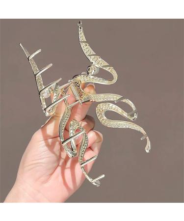 Souarts Butterfly Flowers Hair Clip - Non-Slip Metal Clips for Girls & Women | Gold Rhinestone Pearls - Stylish Hair Claw Accessories - Buy Online on GoSupps.com