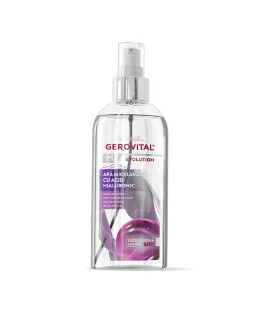 GEROVITAL EVOLUTION Micellar Water with Hyaluronic Acid Facial Cleanser Hydrating Makeup Remover with Anti-Aging Super-Enzyme Superoxide Dismutase SOD 150 ml