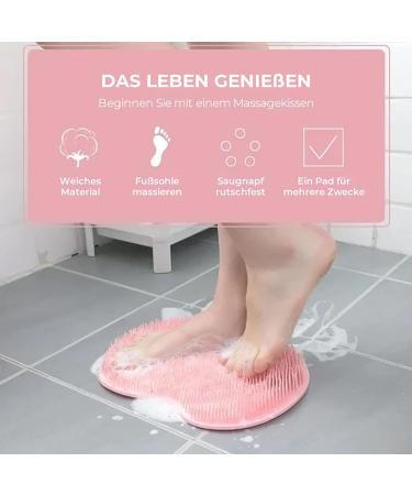 Angel Lover Pink Foot & Back Scrubber Silicone Shower Massage Pad with Non-Slip Suction Cups for Ultimate Clean and Relaxation - Buy Online on GoSupps.com