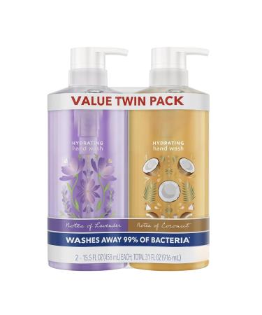 Hydrating Hand Wash Value Twin Pack Lavender and Coconut Scents Each Antibacterial Formula 15.5 Fl Oz (Pack of 2)