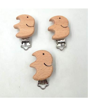 5pcs Natural Wood Elephant Pacifier Clips - Cute Beech Wooden Animal Shape - DIY Beading Accessory - Buy Online on GoSupps.com