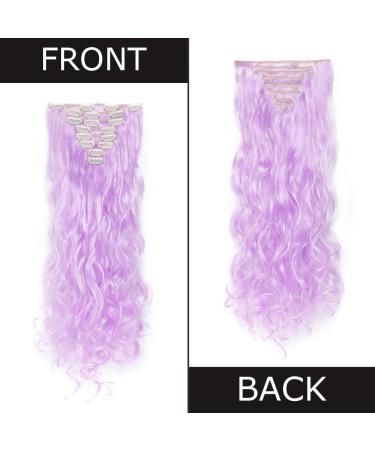 24 Inch Curly Hair Extension 8 Pcs Full Head Set Clip In Hairpiece - Light Purple, Heat-Resistant - Buy Online on GoSupps.com