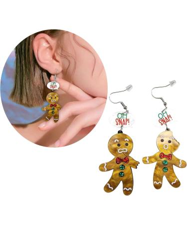 Feylie Exaggerated Christmas Gingerbread Man Acrylic Dangle Earrings | Statement Jewelry for Women - Buy Online on GoSupps.com