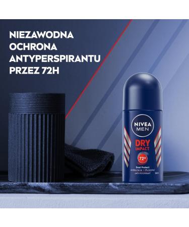  NIVEA MEN NIVEA MEN Dry Impact 72H Roll-On Antiperspirant for Men 50ml - Buy Online on GoSupps.com