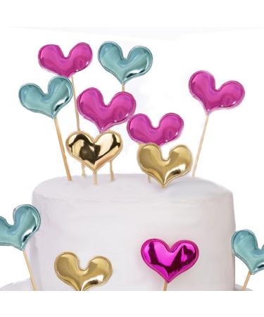 Leadigol 50PCS Colorful Heart Cake Toppers Cake Topper Heart DIY Mini Birthday Cake Snack Decorations Picks Birthday Party Cake Decor Supplies Cupcake Toppers - Buy Online on GoSupps.com