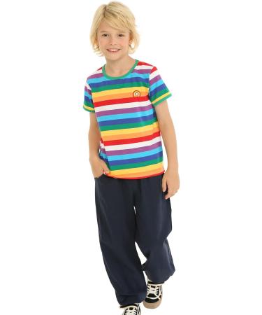 Mud Kingdom Boys T-Shirt - Rainbow Stripe Blue, 5 Years | Short Sleeve - Buy Online on GoSupps.com