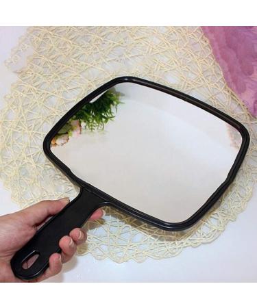 Naugust Hand Mirror - Salon Hairdresser Hand Held Mirror | Black Handheld Plain Mirror with Handle | 31x22cm Handheld Makeup Mirror for Hairdressing and Beauty - Buy Online on GoSupps.com