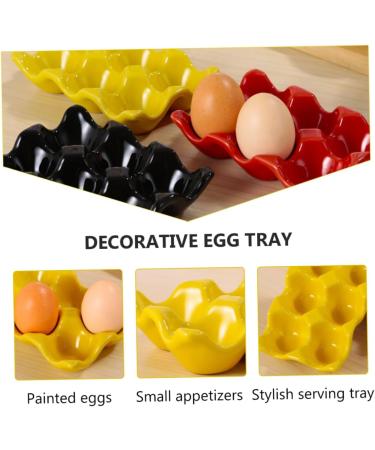 Angoily 1pc Egg Tray Egg Display Tray Red Egg Holder Egg Holder for Refrigerator Mustard Household Ceramics - Buy Online on GoSupps.com