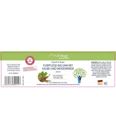 Original Dr. Berger Foot Care Balm with Sage & Willow Bark - Natural Cosmetics 250ml | Best International Shipping - Buy Online on GoSupps.com