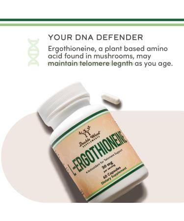 Ergothioneine Supplement (EGT) 30mg of Pure Plant-Based L-Ergothioneine Per Capsule 60 Count (May Support Longevity and Healthy Aging) Non-GMO Gluten Free Vegan Safe by Double Wood - Buy Online on GoSupps.com