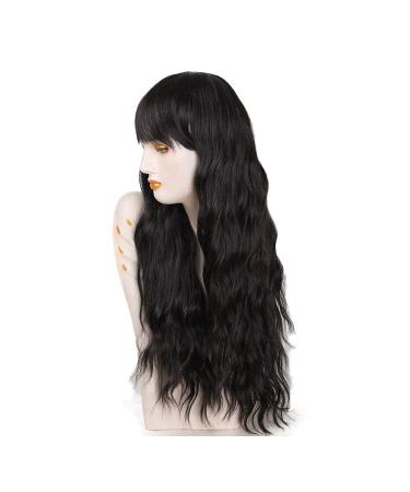 Buy FVCENT 27-Inch Long Curly Synthetic Wig with Bangs for Women & Girls - Black | International Shipping Available - Buy Online on GoSupps.com