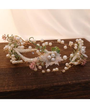 FRCOLOR Peal Flower Headband Bride Headband Boho Leaf Floral Wedding Garland Hair Bands for Womens Hair Fairy Headband for Party Prom Props Hair Accessories for Girls - Buy Online on GoSupps.com