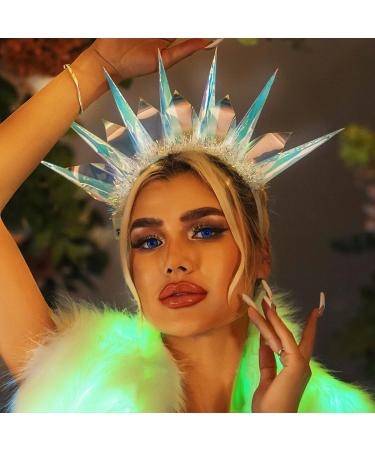Zoestar Light Up Headband LED Crown Headbands Goddess of Liberty Glowing Hair Hoop Party Rave Hair Accessories for Women and Girls (A) - Buy Online on GoSupps.com