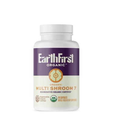 EarthFirst Organic Multi Shroom 7 Regenerative Organic Certified 7-Mushroom Blend Daily Focus Immune & Vitality Support Lion s Mane Reishi Chaga Cordyceps 90 Vegan Tablets