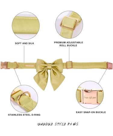 Unique Yellow Silk Dog Collar for Medium-Sized Dogs | Durable & Stylish Paws Design - Perfect for Weddings - Buy Online on GoSupps.com