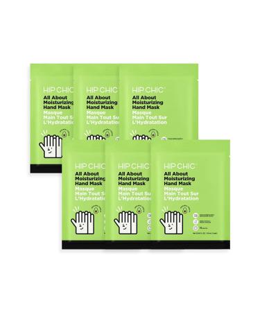 HIP CHIC  ALL ABOUT MOISTURIZING HAND MASK 6 EA - Touchscreen friendly Intensive hydration spa treatment for Hands glove mask